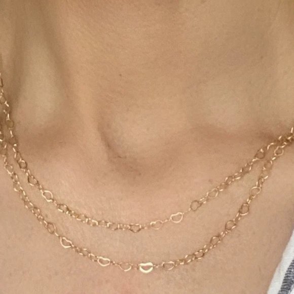 Necklace Heart Chain Adorable Dainty Gold Chain Necklace Heart Links Heart - Picture 10 of 11